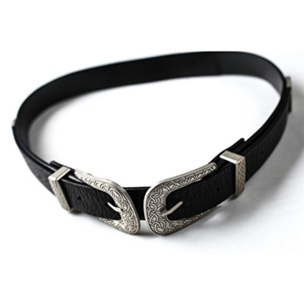 ONE LEFT! Double Buckle Belt Celtic Design - Picture 3 of 8